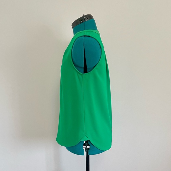 Trina Turk Sleeveless V-Neck Blouse in Emerald Green - Picture 4 of 6